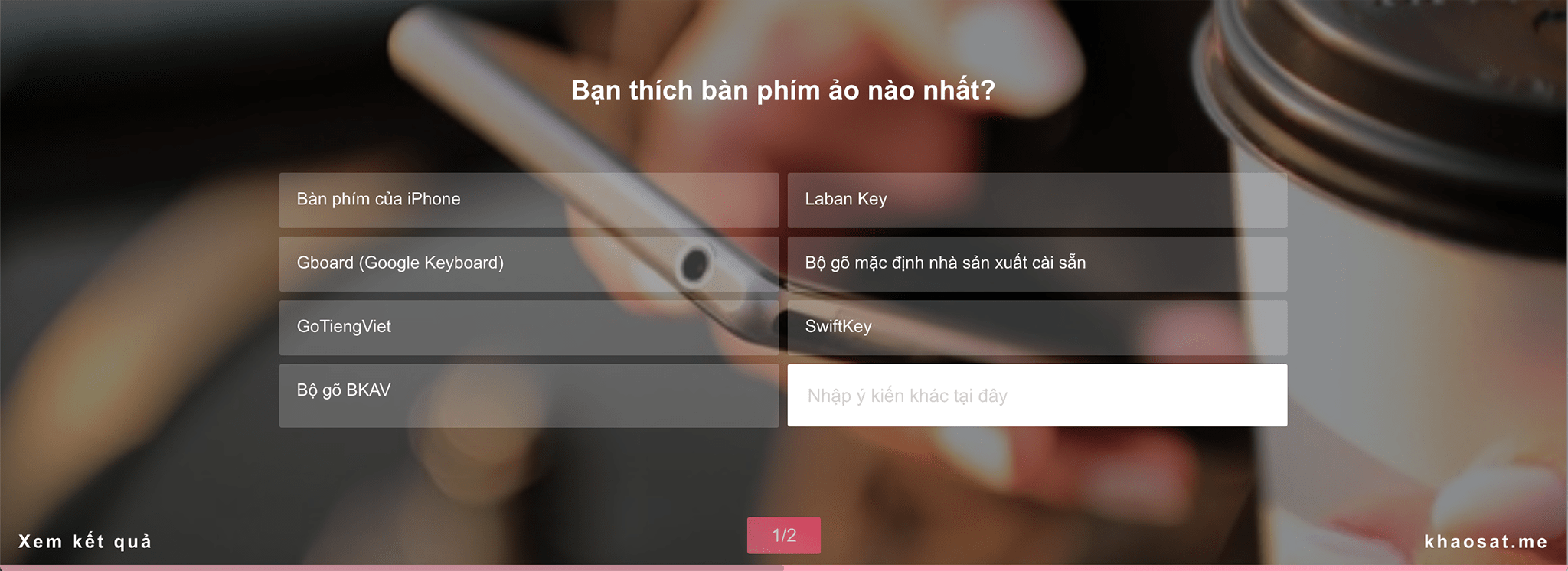 sắp xếp câu hỏi Multiple Choice kiểu menu xổ xuống