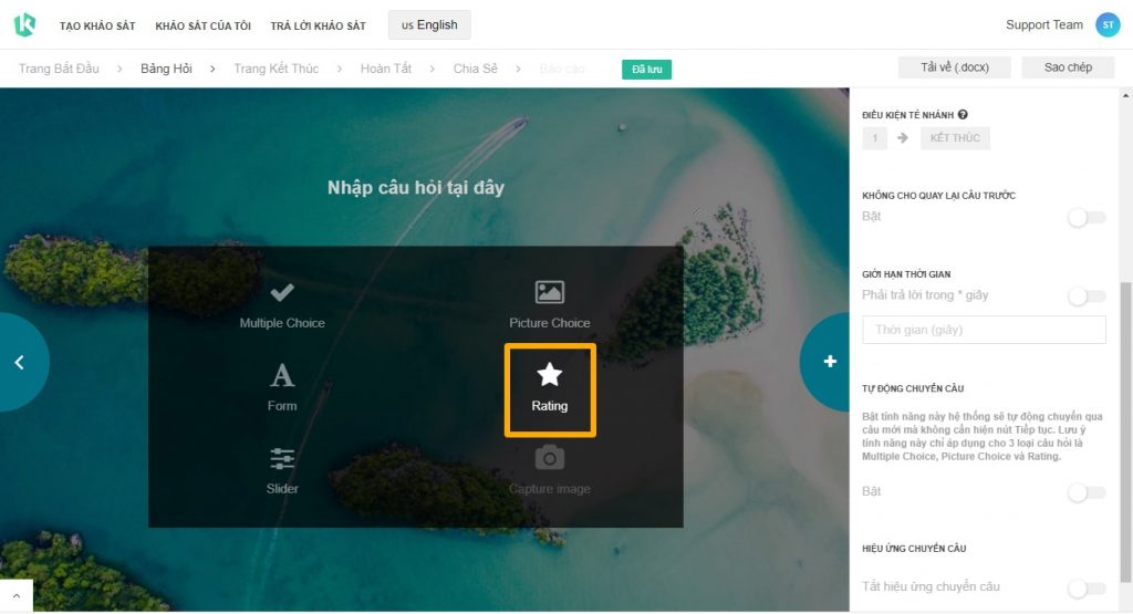 Hướng dẫn thiết lập trên khaosat.me