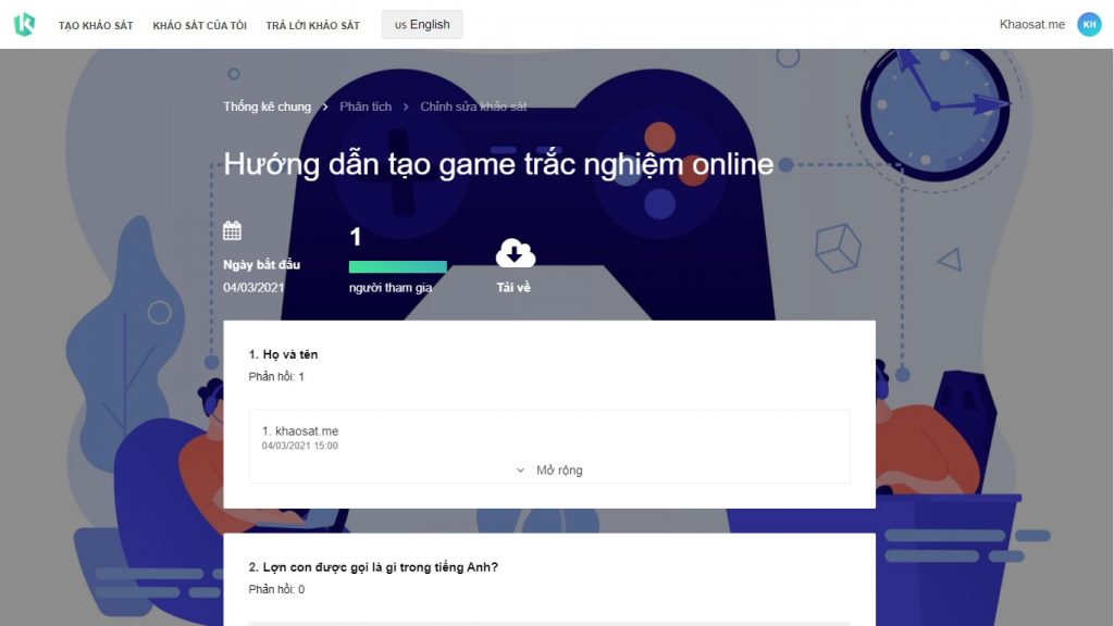 tạo game trắc nghiệm online
