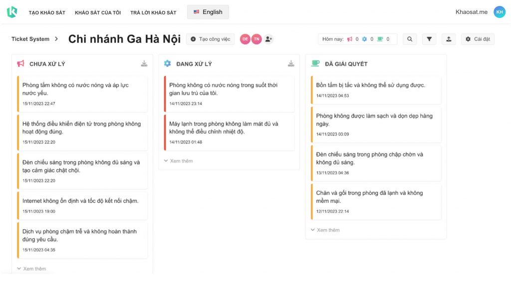 Hệ thống xử lý khiếu nại khaosat.me